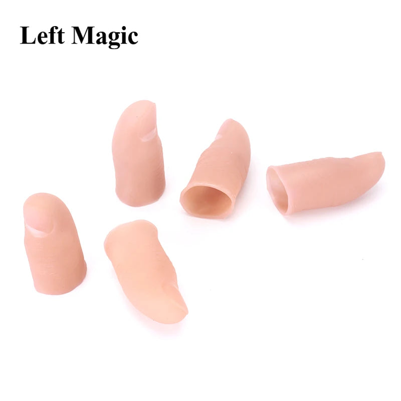 5 Pcs Soft Thumb Tip Finger Fake Magic Trick Close Up Vanish Appearing Finger Trick Props Toy Funny Prank Party
