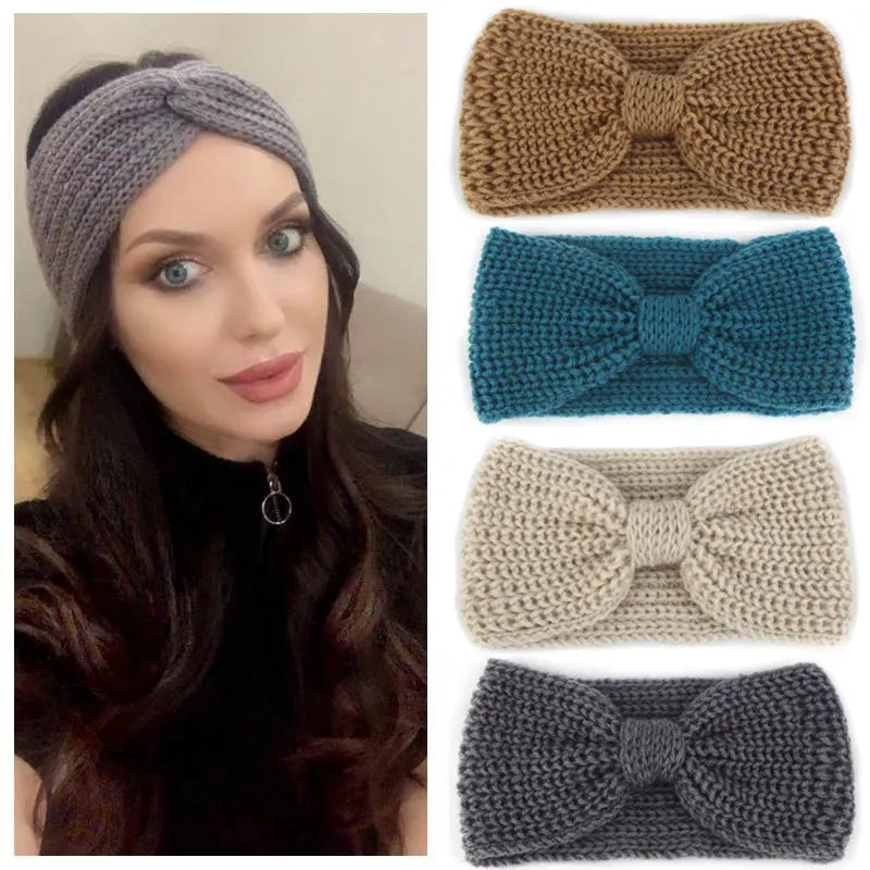 Women Headband Solid Color Elastic Hair Bands Twisted Knitted Turban Headwrap  Winter Girls Hairband Fashion Hair Accessories