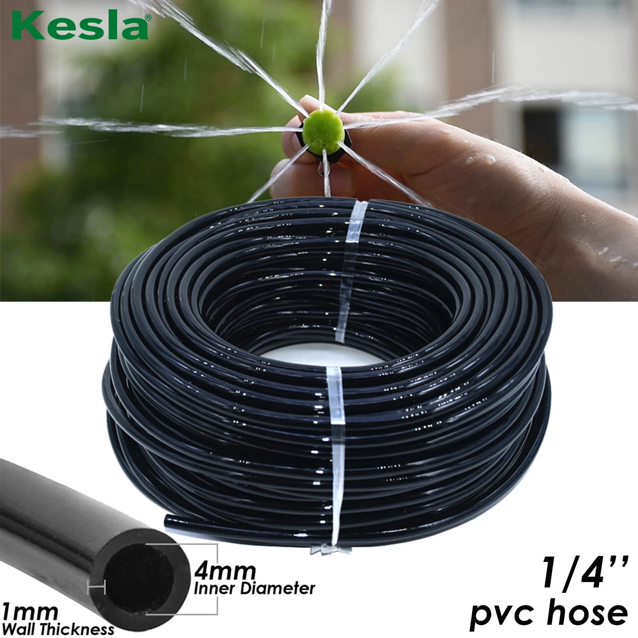 KESLA 10m-30m Watering Hose 1/4'' Garden Drip Tubing Pipe 4/7mm PVC Ho ...