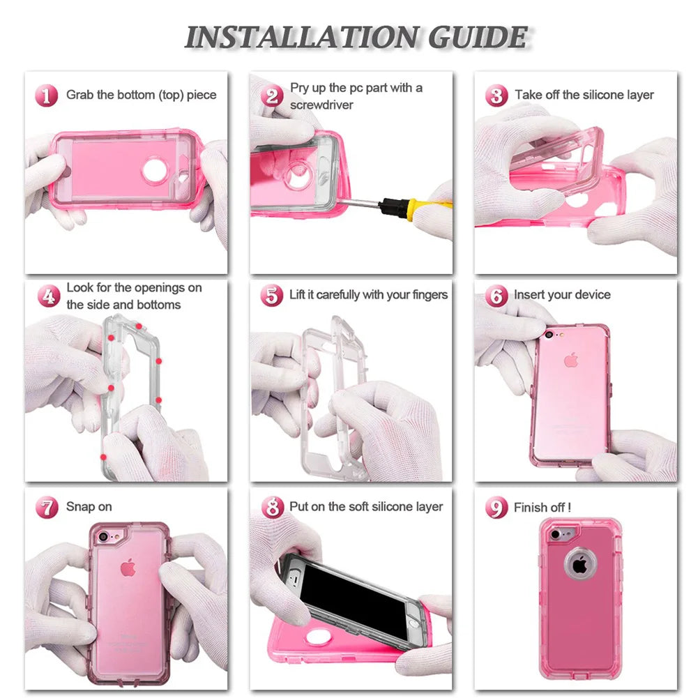 For iPhone 15 12 11 13 14 16Pro Max SE XR XS XSMAX X 6 7 8 Plus Clear Transparent Shockproof Armor Glossy Plain Case Phone Cover