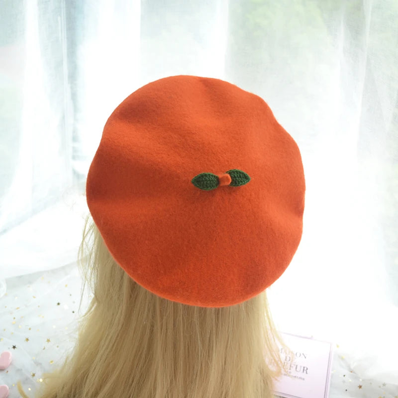 Cute Girls Kawaii Little love Beret Sweet Lolita Headwear Purple Beanies Hat Handmade Wool Felt Women Beret Wholesale