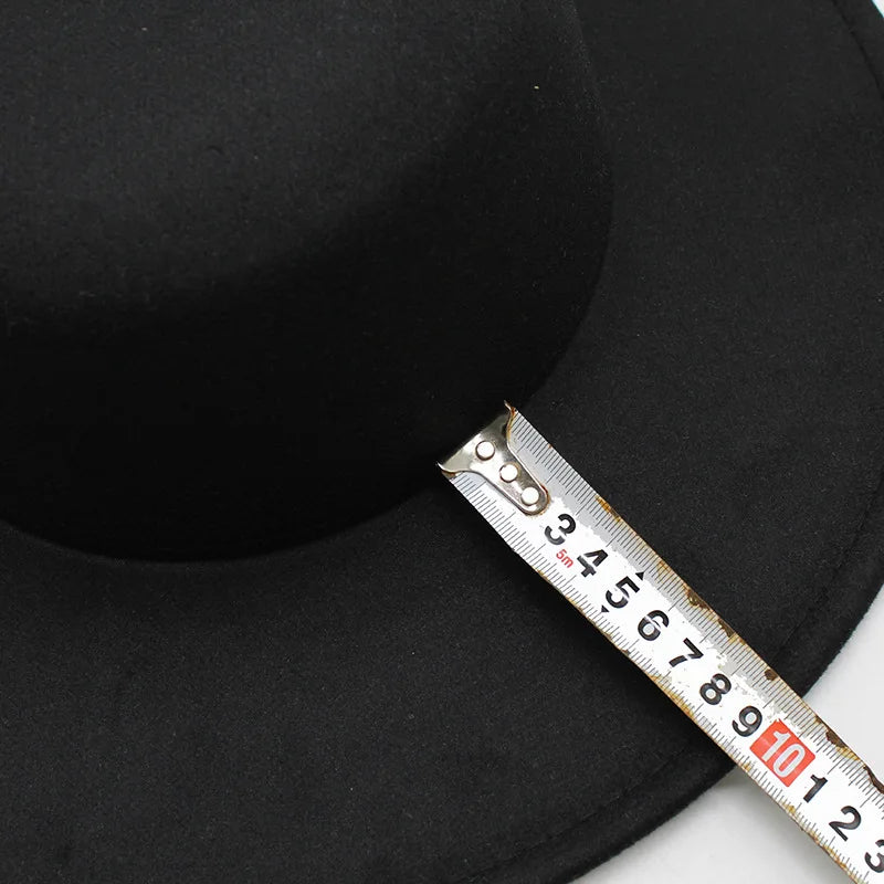 French Women's Hat Big Wide Brim 10CM Fedora Hat Winter Wool Derby Wedding Jazz Hats Flat Top Felt Hat
