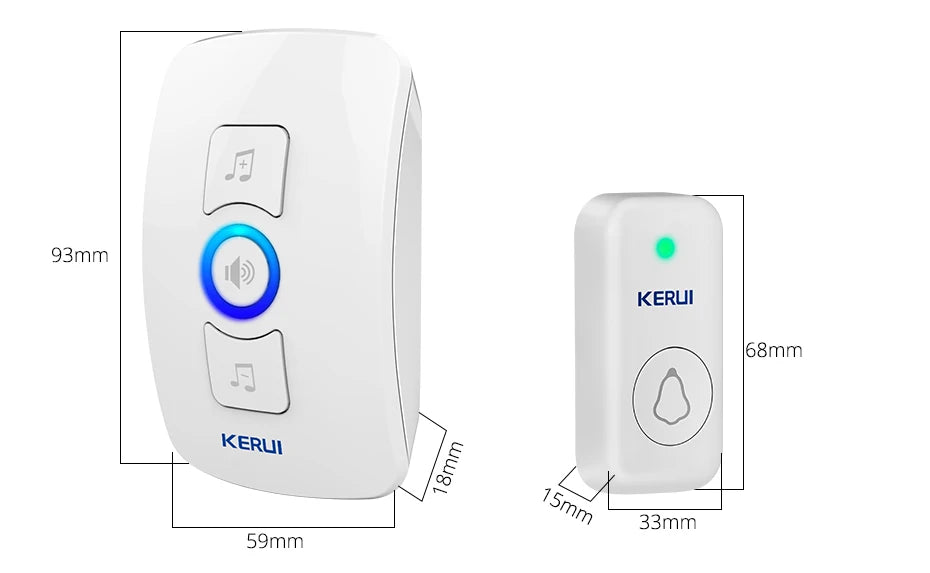 KERUI M525 Outdoor Wireless Doorbell Waterproof Smart Home Door Bell Chime Kit LED Flash Security Alarm Welcome House Melodies
