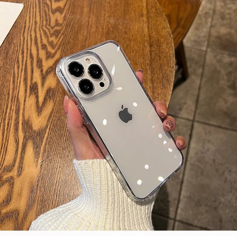 Luxury Transparent Soft Acrylic Phone Case For iPhone 15 14 13 12 11 Pro Max XS X XR 7 8 Plus Mini Shockproof Protective Cover