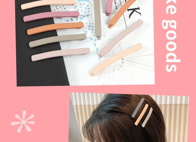 5Pcs/Set Candy Colors Hair Clips For Girls Women Simple Basic Sweet Hairpins Painted Colorful Matte Hair Accessories Barrette