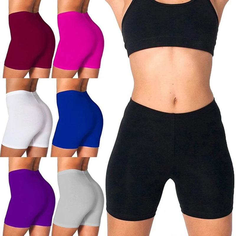 Women Elastic Shorts Casual High Waist Tight Fitness Slim Skinny Bottoms Summer Solid Sexy White Black Cycling Shorts Sweatpants