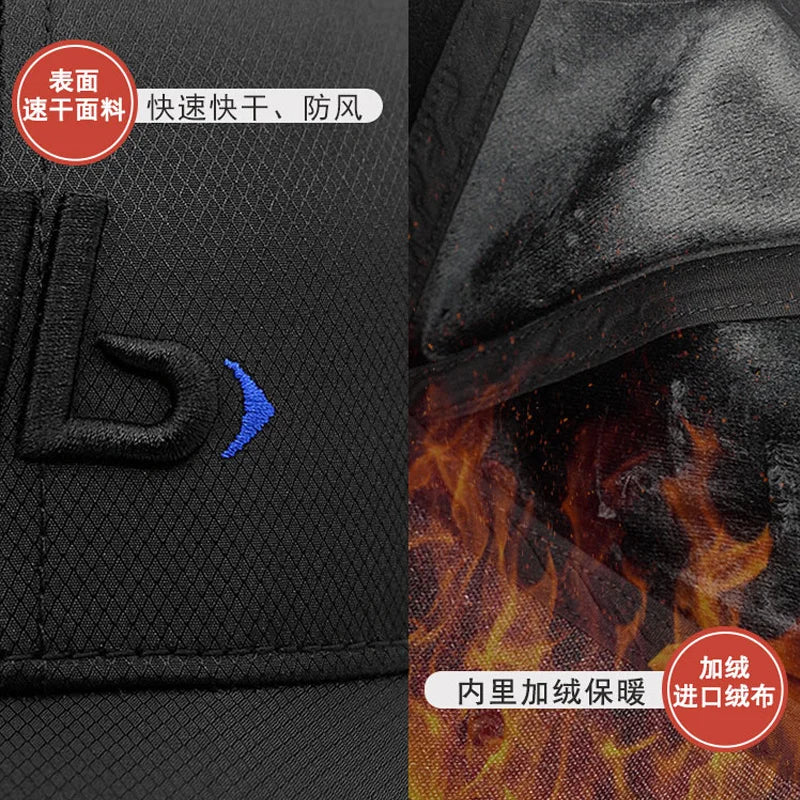 Dad Winter Thick Warm Fur Lining Baseball Cap Male Outdoors Snow Sport Hat Big Size Snapback Caps 55-59cm 60-65cm