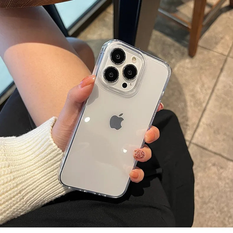 Luxury Transparent Soft Acrylic Phone Case For iPhone 15 14 13 12 11 Pro Max XS X XR 7 8 Plus Mini Shockproof Protective Cover