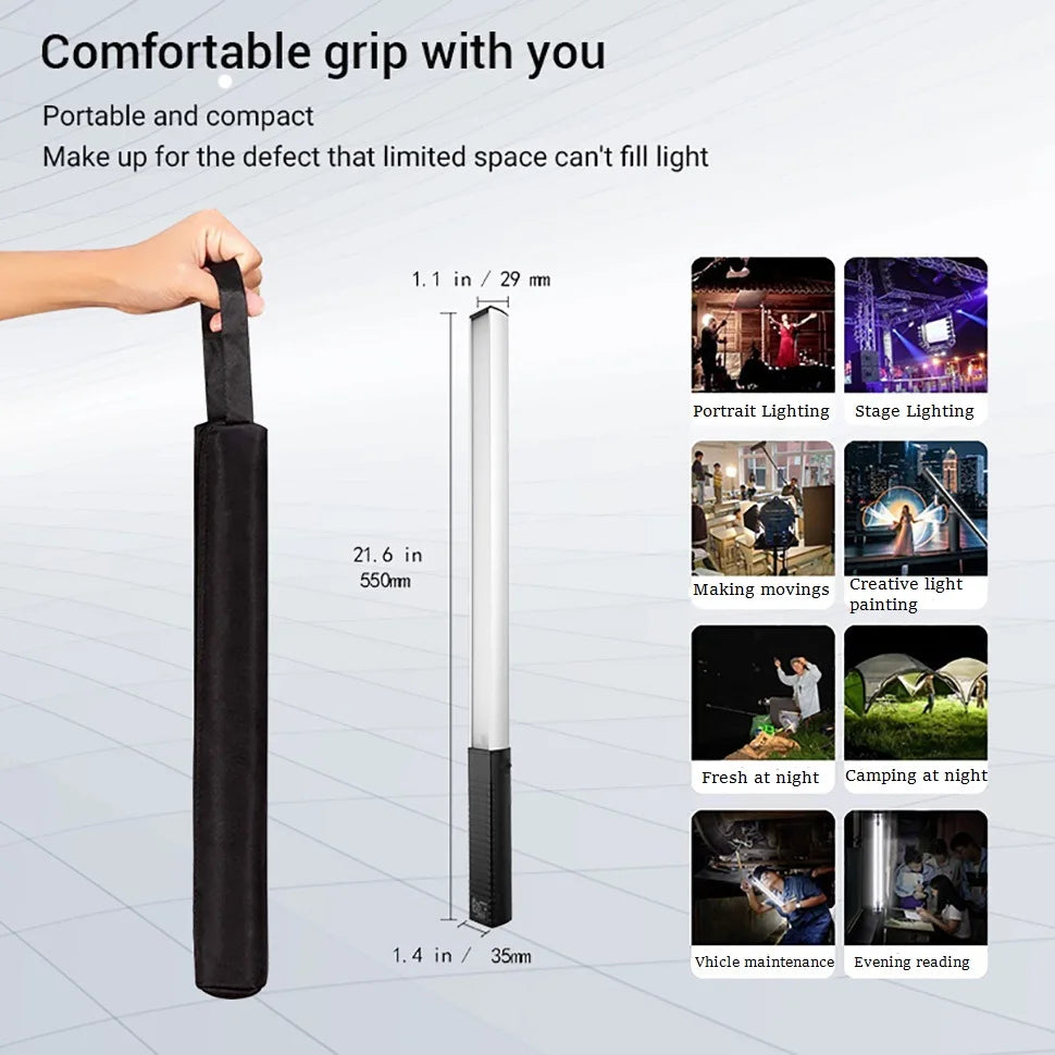 LUXCEO Q508A RGB Photography Light LED Handheld Video Tube 3000K-6000K Rechargeable Battery Studio Photo Lamp for Youtube TikTok