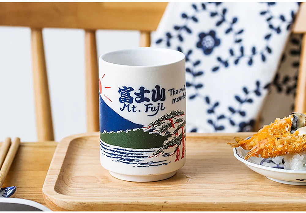 Japanese Impression Ceramic Mugs 300ml Tea Wine Sushi Sake Cup Funny Family Restaurant Decoration Travel Gift for Friends