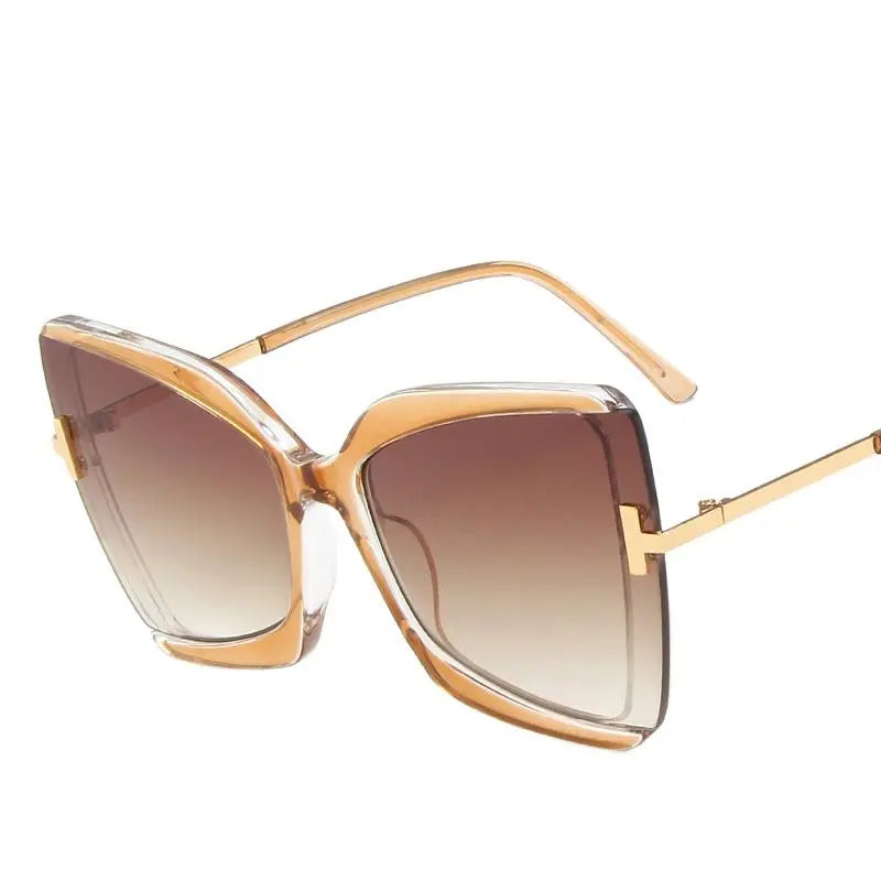 European and American INS big frame T word sunglasses for women dazzle color cat eye fashion sunglasses butterfly sunglasses