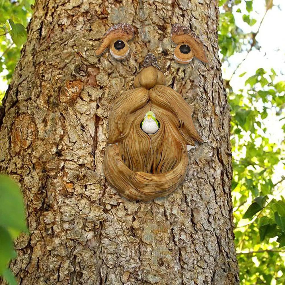 Funny Old Man Tree Face Hugger Garden Art Outdoor Tree Amusing Old Man Face Sculpture Whimsical Tree Face Garden Decoration