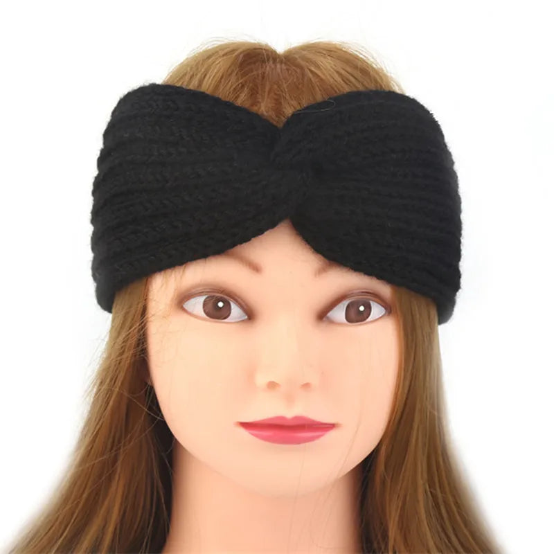 Women Headband Solid Color Elastic Hair Bands Twisted Knitted Turban Headwrap  Winter Girls Hairband Fashion Hair Accessories