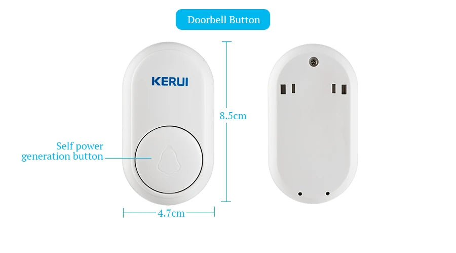 KERUI M518 Wireless Doorbell Self Power Generation 52 Songs Smart Home Security Welcome Chimes Door Bell Mini Button LED Light