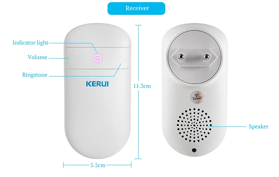 KERUI M518 Wireless Doorbell Self Power Generation 52 Songs Smart Home Security Welcome Chimes Door Bell Mini Button LED Light