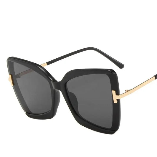 European and American INS big frame T word sunglasses for women dazzle color cat eye fashion sunglasses butterfly sunglasses
