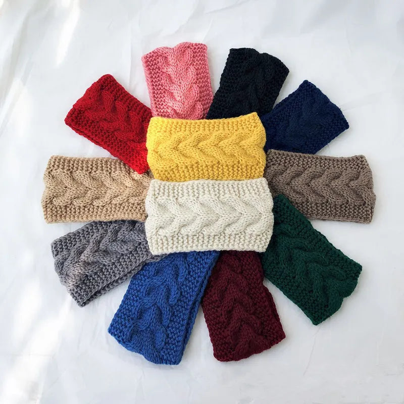 Women Headband Solid Color Elastic Hair Bands Twisted Knitted Turban Headwrap  Winter Girls Hairband Fashion Hair Accessories