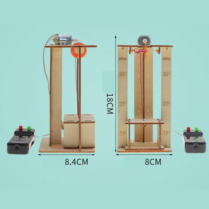 DIY Electric Remote Control Lift Elevator Wooden Model Kit Science School Projects Experiment Science Toys For Kids Education