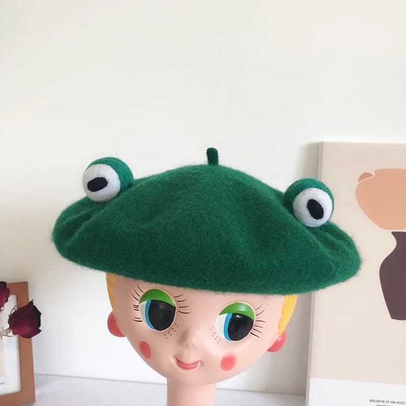 Cute Girls Kawaii Little love Beret Sweet Lolita Headwear Purple Beanies Hat Handmade Wool Felt Women Beret Wholesale