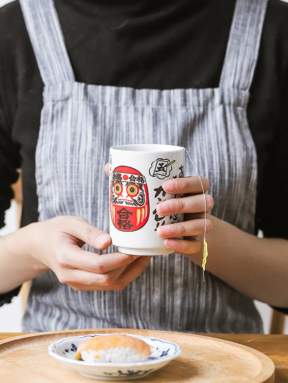 Japanese Impression Ceramic Mugs 300ml Tea Wine Sushi Sake Cup Funny Family Restaurant Decoration Travel Gift for Friends