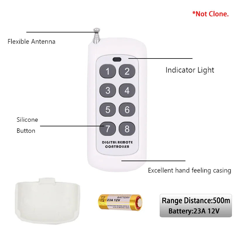 433MHz Universal Remote Control 1527 Learning Code 8 Button Transmitter Long Range For Smart Home Garage Door Opener no clone