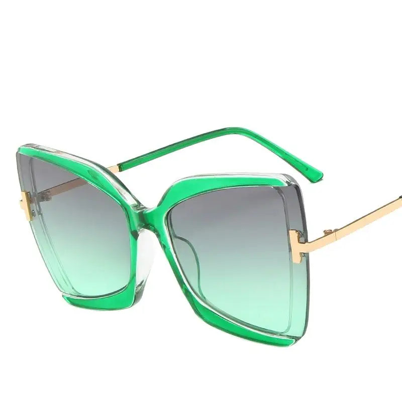 European and American INS big frame T word sunglasses for women dazzle color cat eye fashion sunglasses butterfly sunglasses