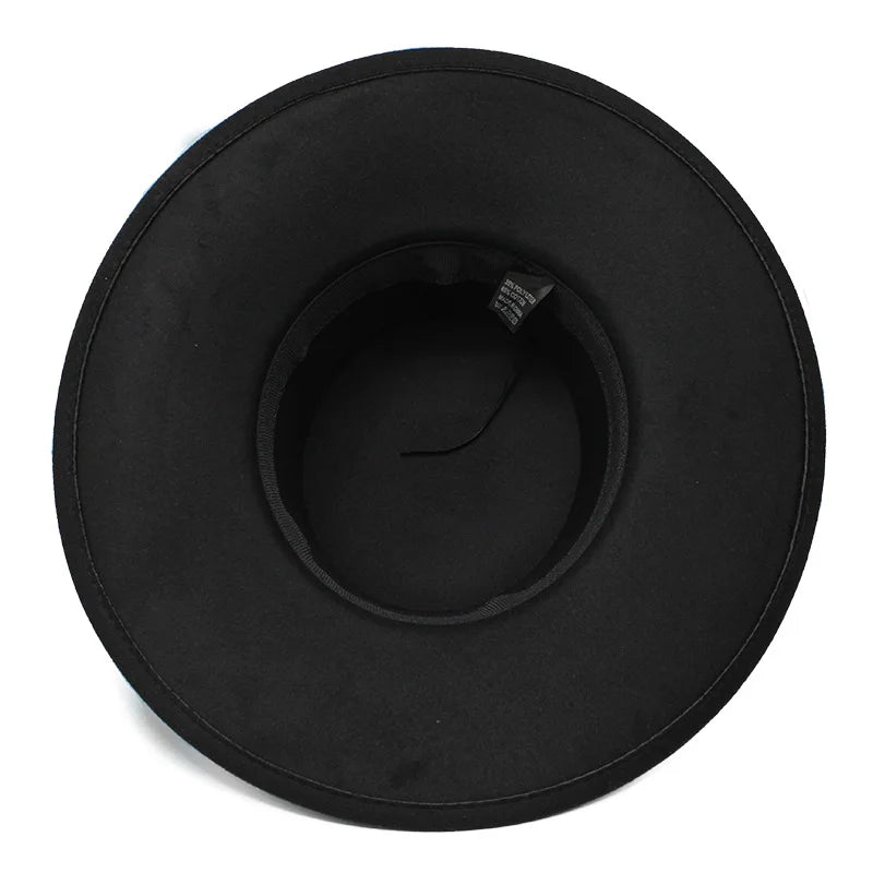 French Women's Hat Big Wide Brim 10CM Fedora Hat Winter Wool Derby Wedding Jazz Hats Flat Top Felt Hat