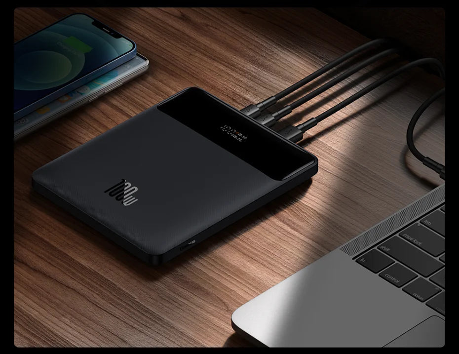 Baseus 100W Power Bank 20000mAh Type C PD Fast Charging Powerbank Portable External Battery Charger for Notebook with 100W Cable