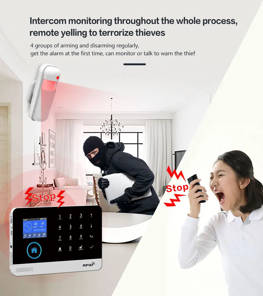 Tuya Smart 2G Alarm System for Home Burglar Security 433MHz WiFi GSM Alarm Wireless  House App Control