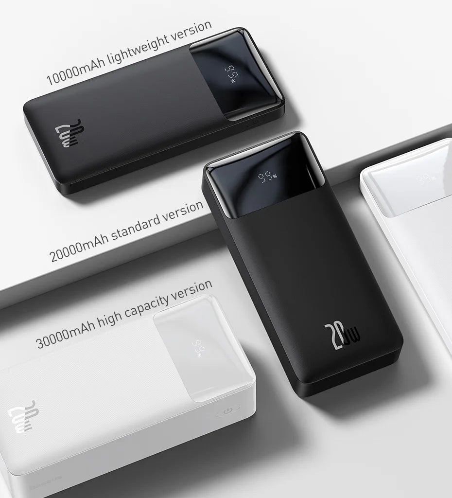 Baseus Power Bank 20000mAh Portable Charger Powerbank 10000mAh External Battery PD 20W Fast Charging For iPhone Xiaomi PoverBank