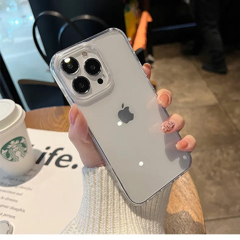 Luxury Transparent Soft Acrylic Phone Case For iPhone 15 14 13 12 11 Pro Max XS X XR 7 8 Plus Mini Shockproof Protective Cover
