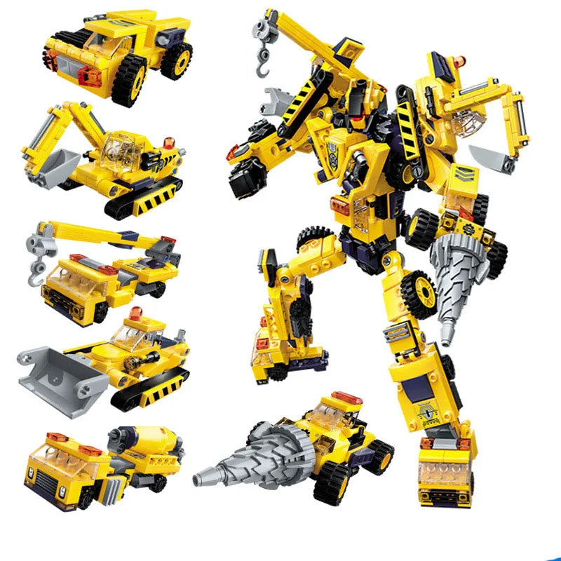 6in1 Transformation Robot Building Block City Engineering Excavator ca ...