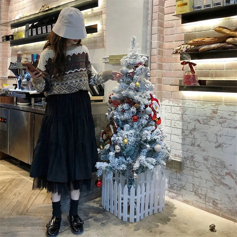 Long Tulle Midi Skirts Womens  Autumn Elastic High Waist Mesh Tutu Pleated Skirts Female Black White Long Skirt Streetwear