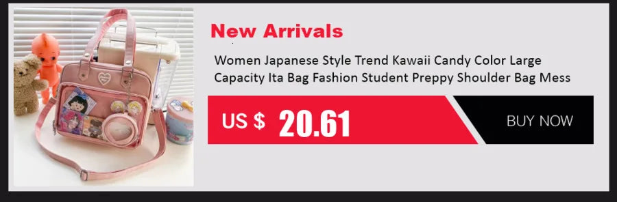 New Y2K Korean Kawaii Cat Ita Bag Cute PU Shoulder Bag Girls Transparent Pocket Harajuku Crossbody Bag Women's Fashion Backpacks