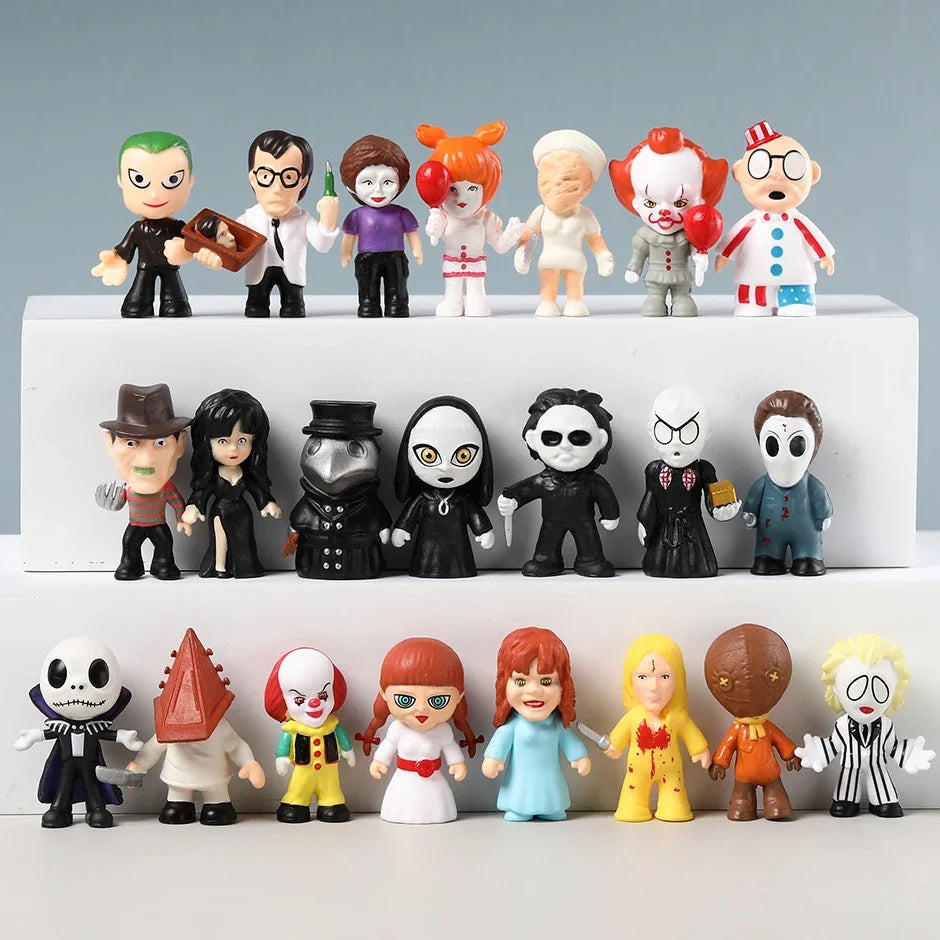 24pcs/set Horror Movie Character Collectible Figures Model Toys Q Version Dolls