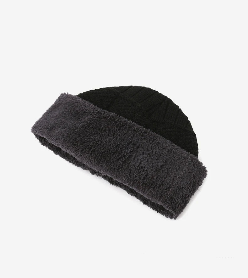 Men's Windproof Hat Outdoor Travel Leisure Winter Scarf Gloves Three-Piece Neck One Plus Cashmere Warm Winter Knitted Hat