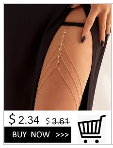 IngeSight.Z Sexy Multilayer Tassel Imitation Pearl Clip Bead Leg Chain Women Simple Adjustable Elastic Thigh Chain Body Jewelry