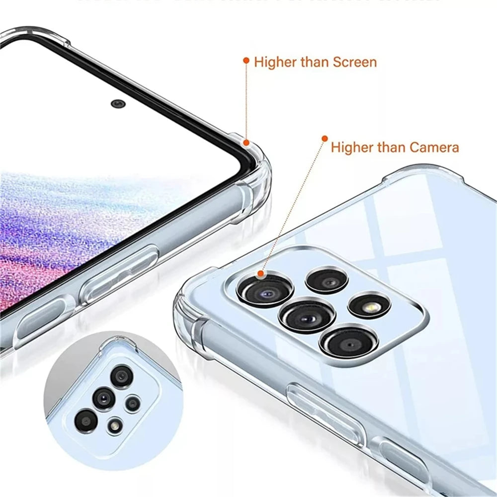 Luxury Clear Phone Case For Samsung Galaxy A52 Shockproof Case For Samsung A53 A54 Back Cover