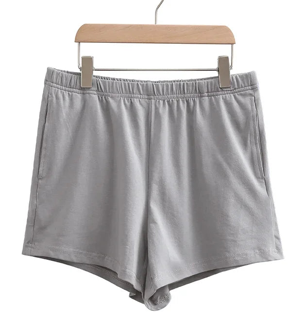 Casual Loose 95% Cotton Shorts Knitted Women High-wasit Soft Streetwear Sport Running Basic Summer Short With Pockect Mujer
