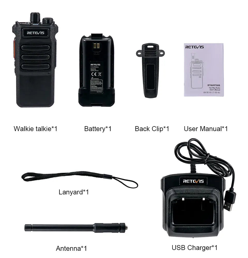Retevis RT86 10W Walkie Talkie Long Range Communication Radios Walkie-talkie Professional Communicator Two-way Radio Long Reach