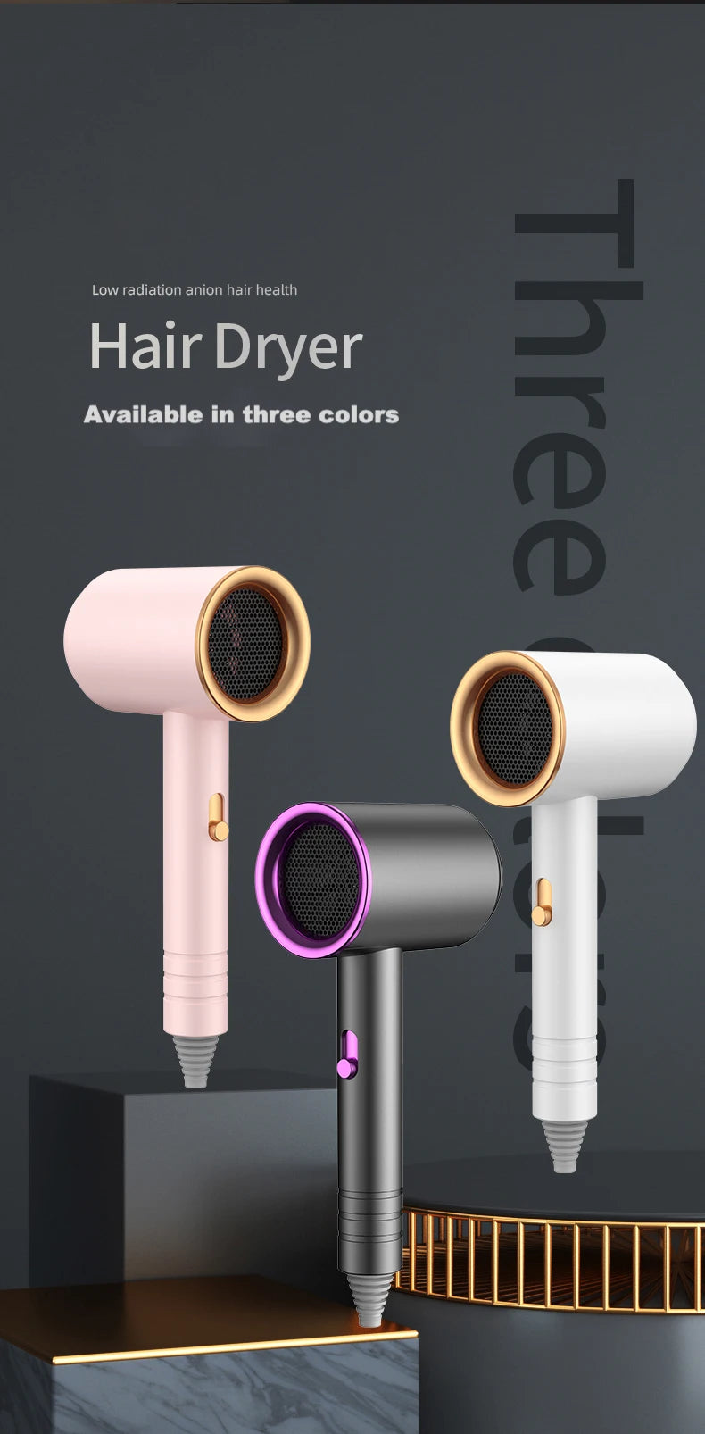 Hair Dryer For Women Quick-Drying Low-Noise Electric Hairbrush Professional Blue Light Negative Ion Collagen Hair Care Dryer