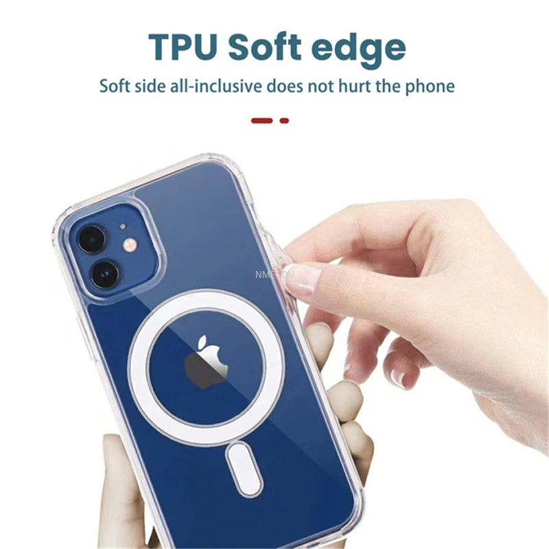 Ultra Clear Magnetic Circle Phone Case on For Magsafe IPhone 15 12 11 13 14 Pro Max Mini XS XR 8Plus SE 2020 IPone Macsafe Cover