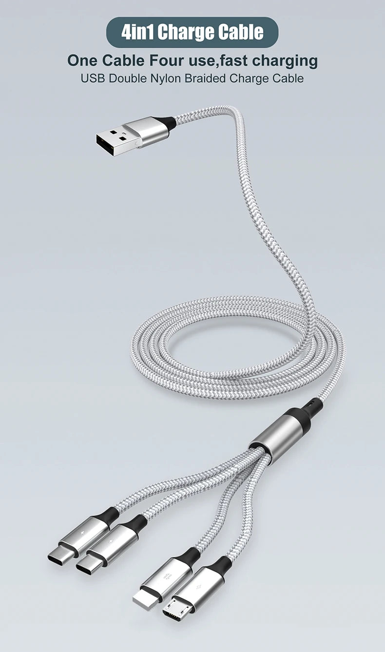 Multi Charger Cable 4 In 1 OTG Data Cable USB Fast Charge To Android Iphone Type C Charger for Iphone Huawei Android Phones