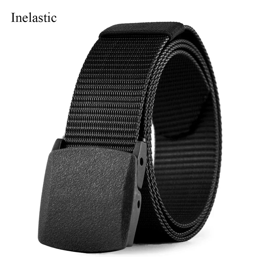 New Golf Sports Elastic Belt Tactical Belt Metal Automatic Buckle Tough Stretch Nylon Men Military Belt 115-150CM Big Size Belts