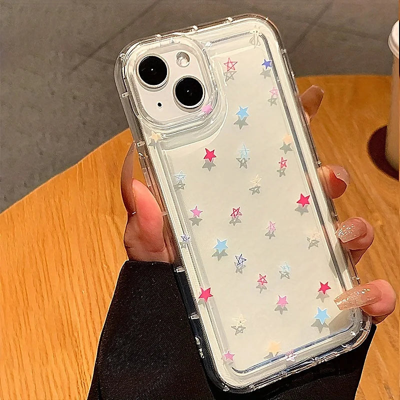 Small Flower Stars Soft Case For iPhone 16 14 13 11 15 Pro Max 12 Mini XS XR X 8 7 Plus SE 2022 13Pro Anti-drop Airbag Cover