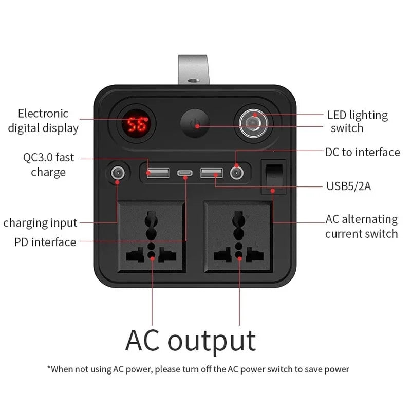 220V 300W Portable Power Station 90000mAh Powerful Emergency Power Supply Outdoor Camping External Spare Battery For Laptop
