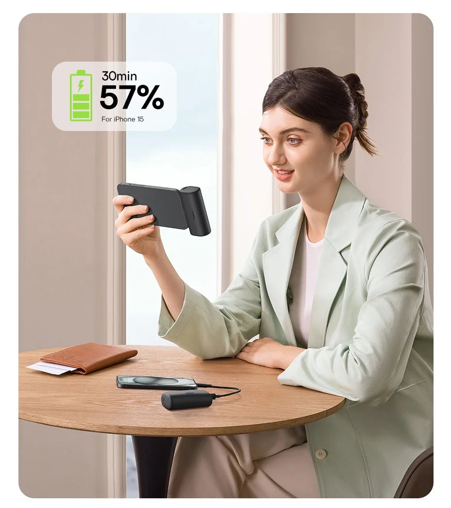 Baseus Mini Power Bank 20W 5000mAh Type C Fast Charging External Battery PowerBank for iPhone 15 Pro Max Samsung Xiaomi