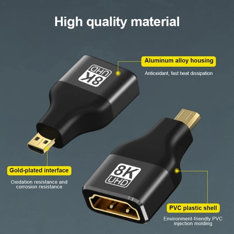 Mini HDMI Adapter 8K 60Hz 4K 120Hz Mini HDMI Male to HDMI 2.1 Female Converter For Laptop Graphics Card Micro HDMI Extension