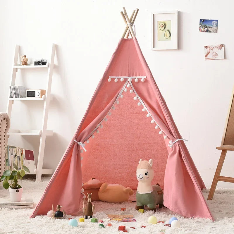 Portable Children Tents Tipi Play House Kids Cotton Canvas Indian Play Tent Wigwam Child Little Beach Teepee Party Room Decor