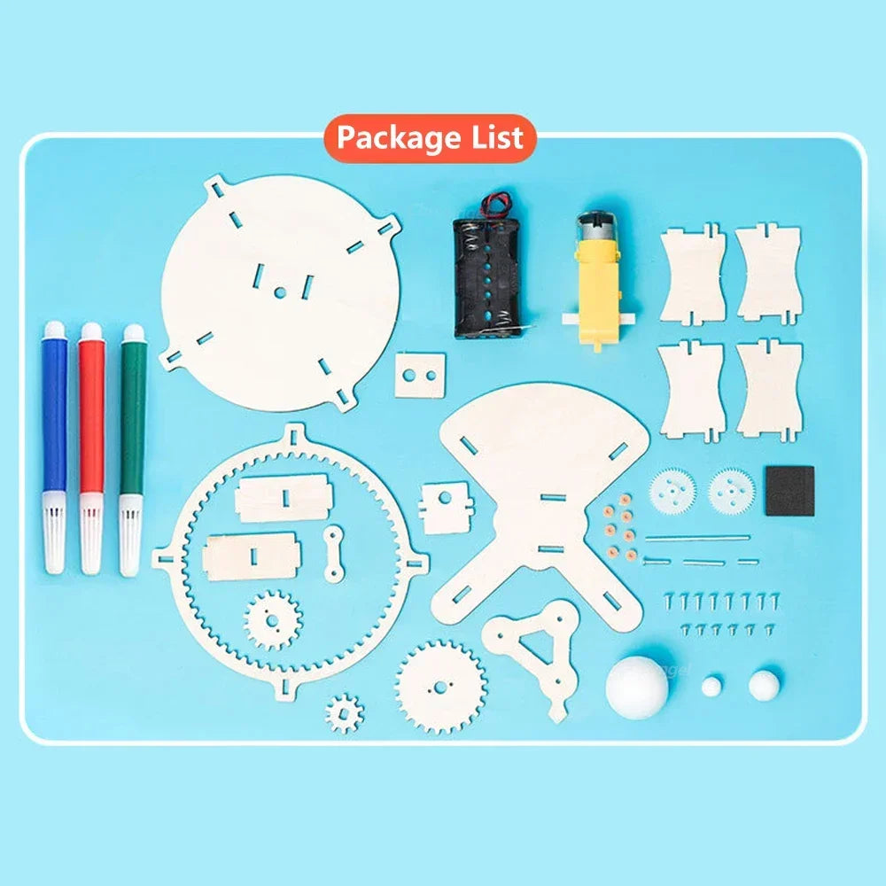 Wooden Sun Earth Moon Planet Solar System Model Kids Puzzle Mechanical Set DIY Science Toy Educational Scientific Experiment Kit